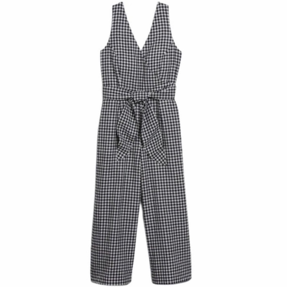 BANANA REPUBLIC Cotton / Linen Gingham Jumpsuit